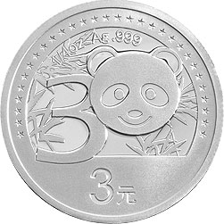 中国熊猫金币发行30周年金银纪念币1/4盎司圆形银质纪念币背面图案